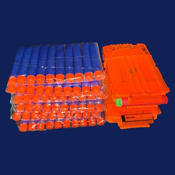 2 Nerf Soft Bullet Reload Clips 9 Clip Set & 50 Sealed Unbranded Bullet Packs - Picture 1 of 4